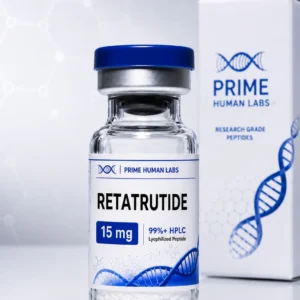 Retatrutide Peptide vial and box by Prime Human Labs, 15 mg, for research use only.