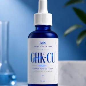 GHK-Cu Copper Peptide Serum dropper bottle by Prime Human Labs, 30ml skincare serum